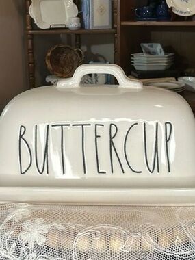 Rae Dunn White Ceramic Buttercup Covered Butter Dish